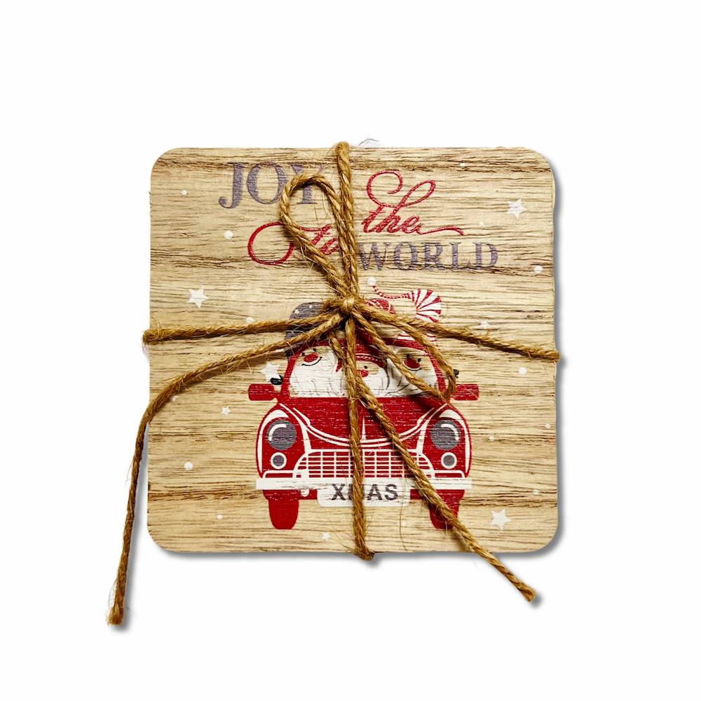 Set 6 sottobicchieri natalizi in legno