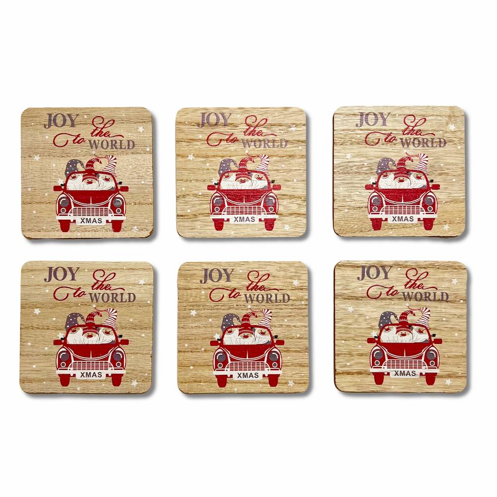 Set 6 sottobicchieri natalizi in legno