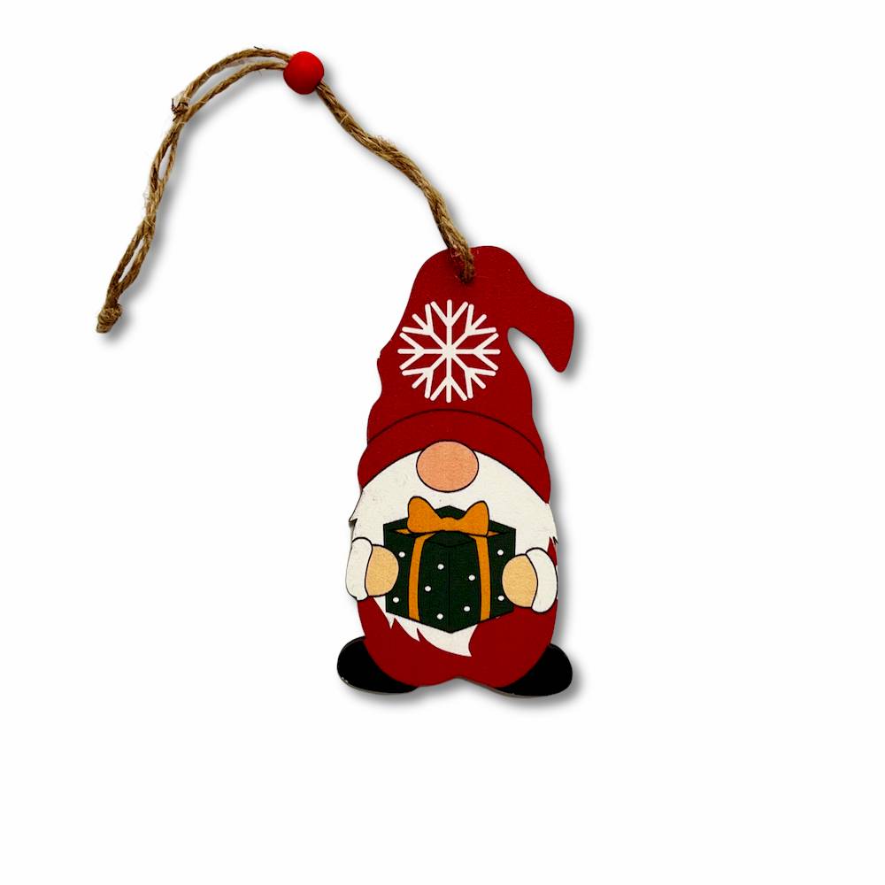 Addobbo gnomo con pacco regalo e fiocco 8 x 12 