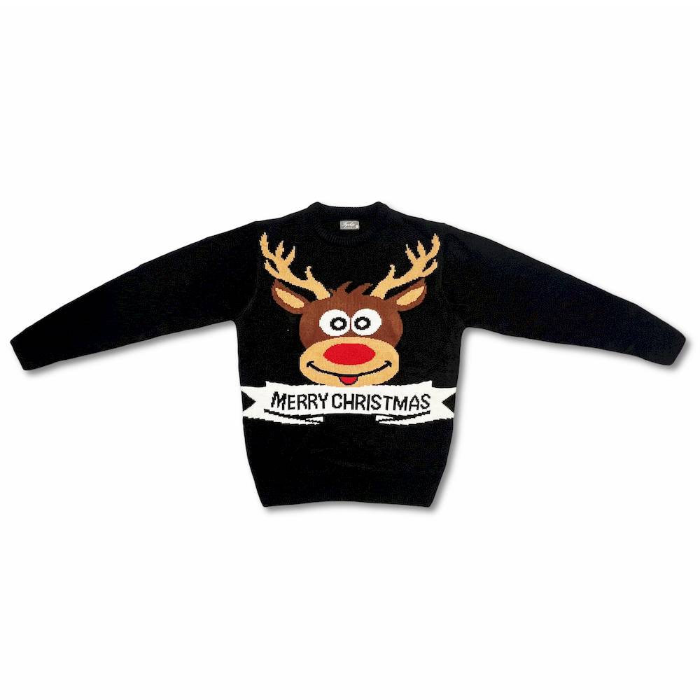 Maglione natalizio Renna Rudolf nero