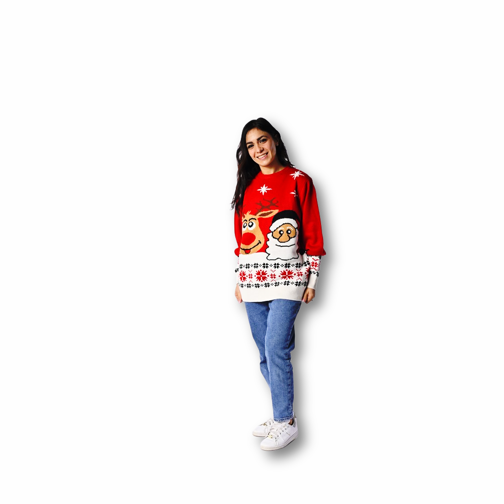 Maglione natalizio Rudolf e babbo rosso