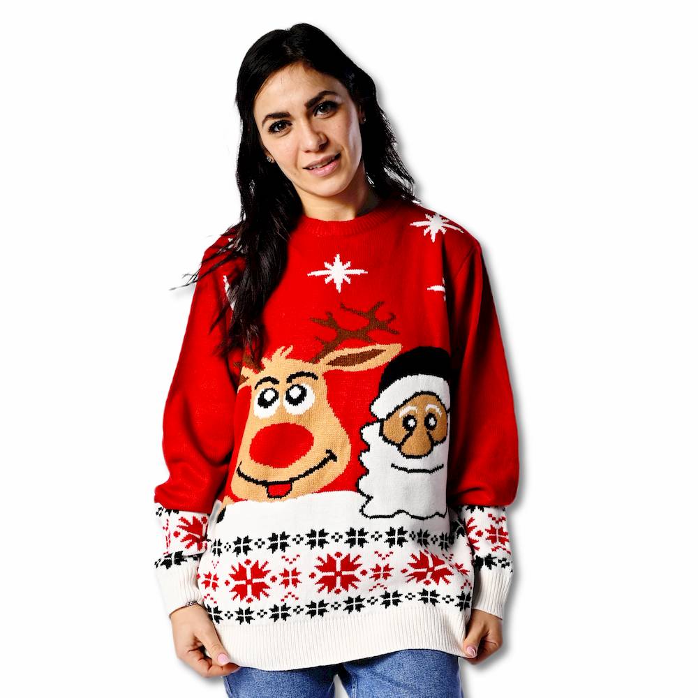Maglione natalizio Rudolf e babbo rosso