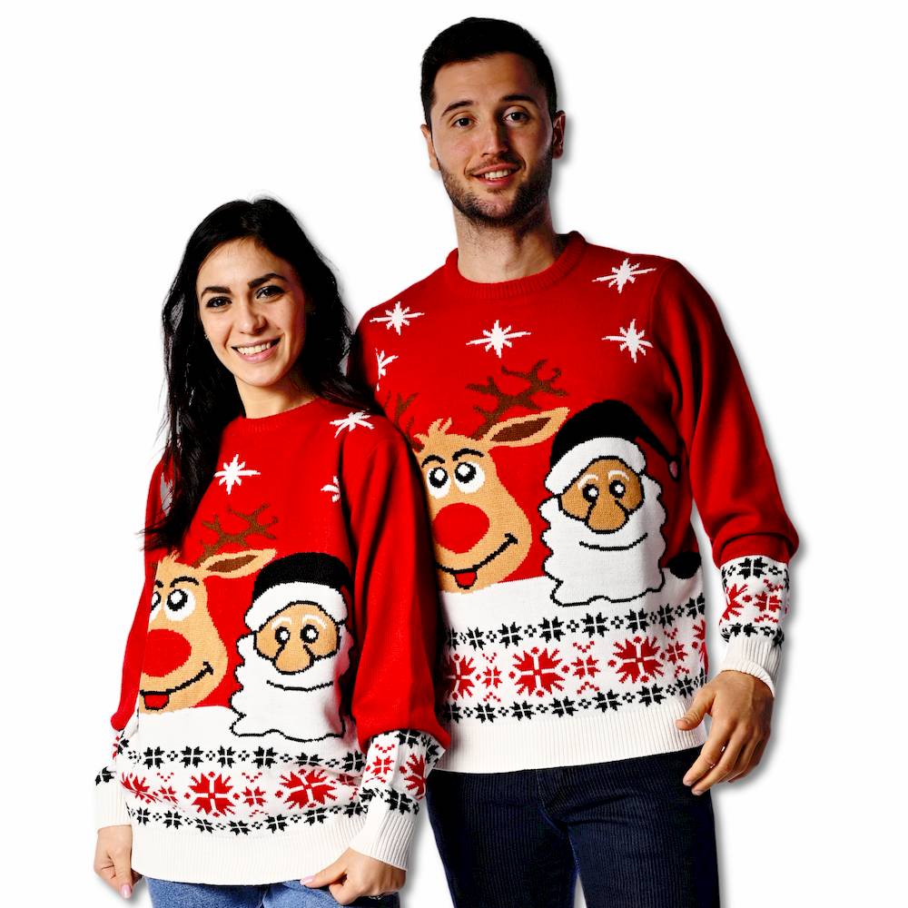 Maglione natalizio Rudolf e babbo rosso