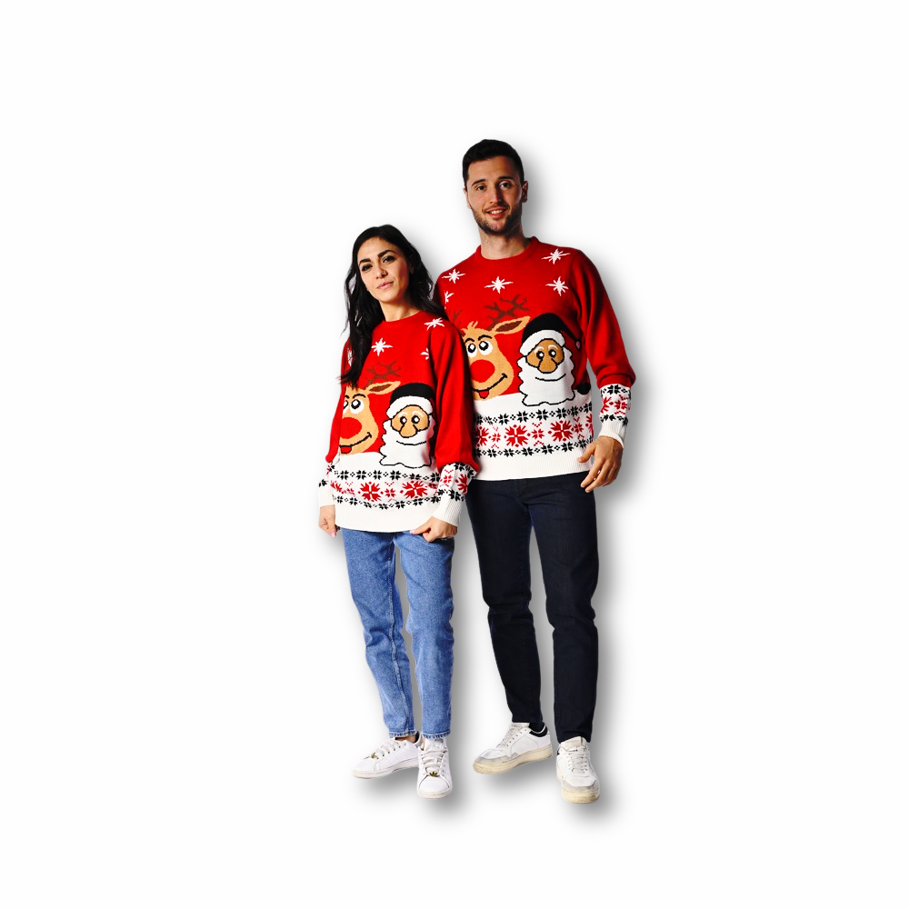 Maglione natalizio Rudolf e babbo rosso