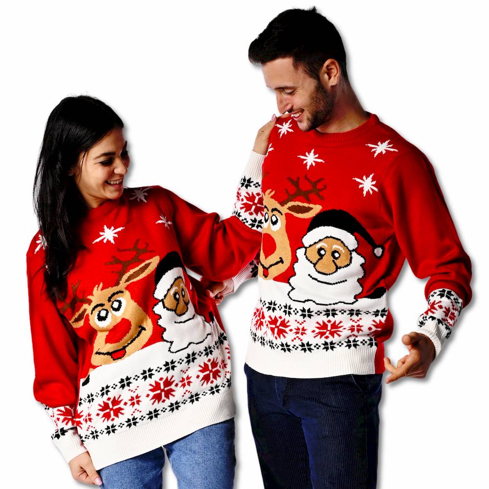 Maglione natalizio Rudolf e babbo rosso