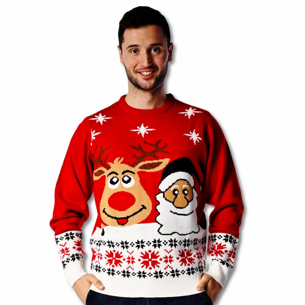Maglione natalizio Rudolf e babbo rosso