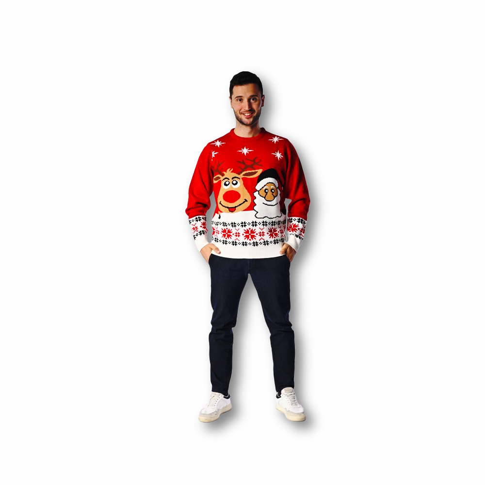 Maglione natalizio Rudolf e babbo rosso