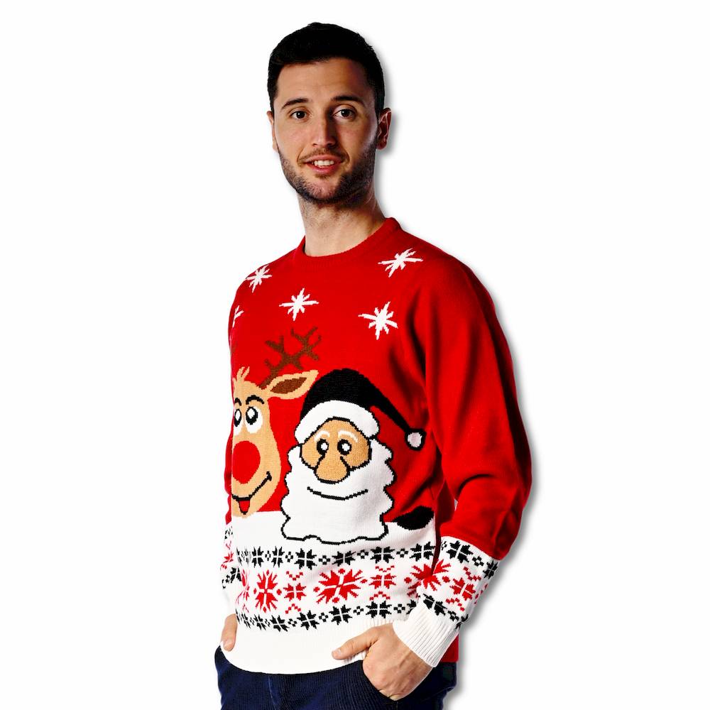 Maglione natalizio Rudolf e babbo rosso