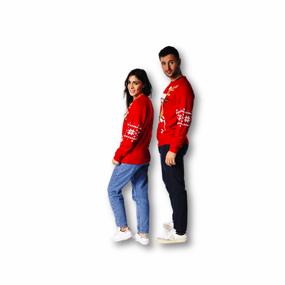 Maglione natalizio Renna Rudolf rosso