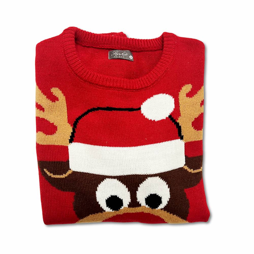 Maglione natalizio Renna Rudolf rosso