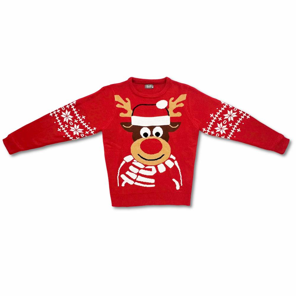 Maglione natalizio Renna Rudolf rosso