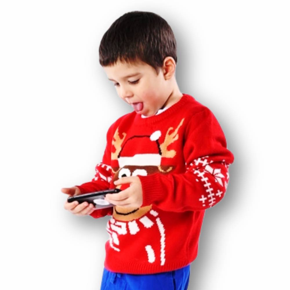 Maglione natalizio Bambino Renna Rudolf rosso