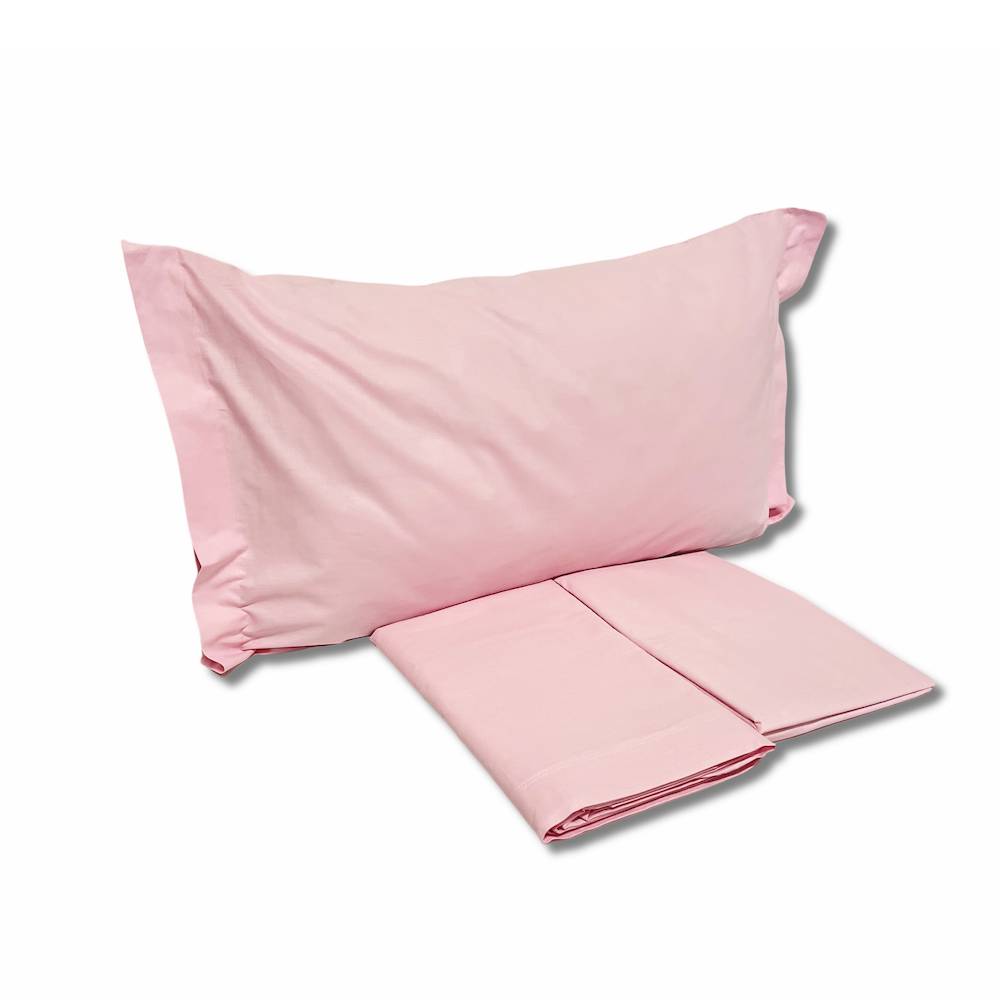 Completo Lenzuola Rosa Federe con volant Matrimoniale