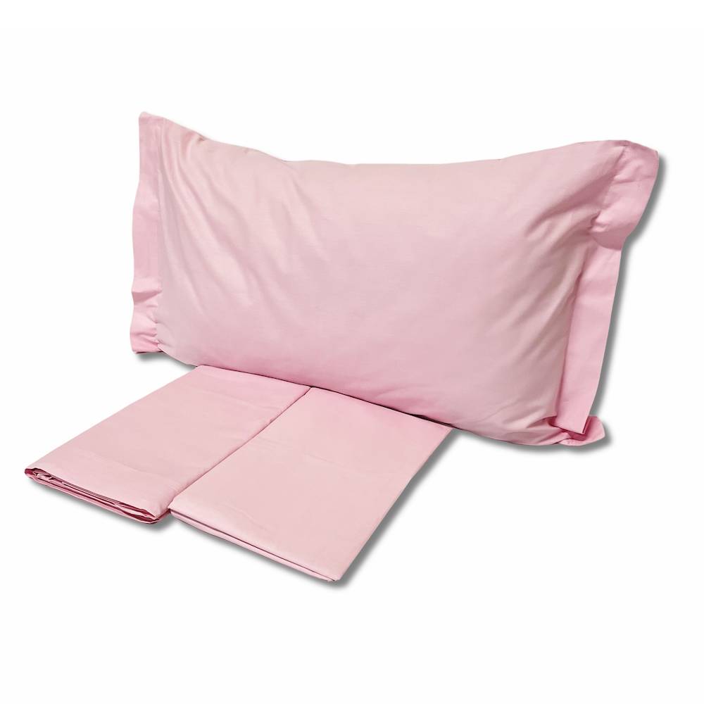 Completo Lenzuola Rosa Federe con volant Matrimoniale