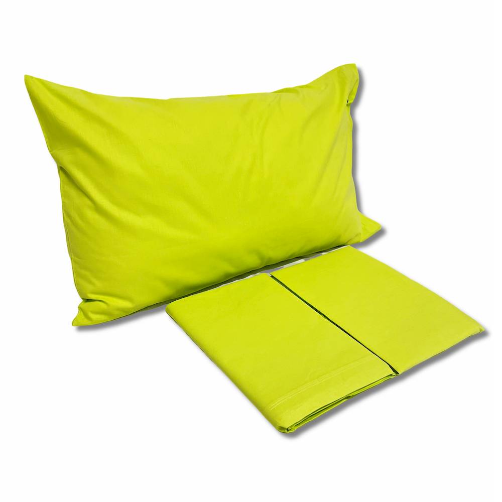 Completo Lenzuola Verde esotico Federe con bottoni Matrimoniale