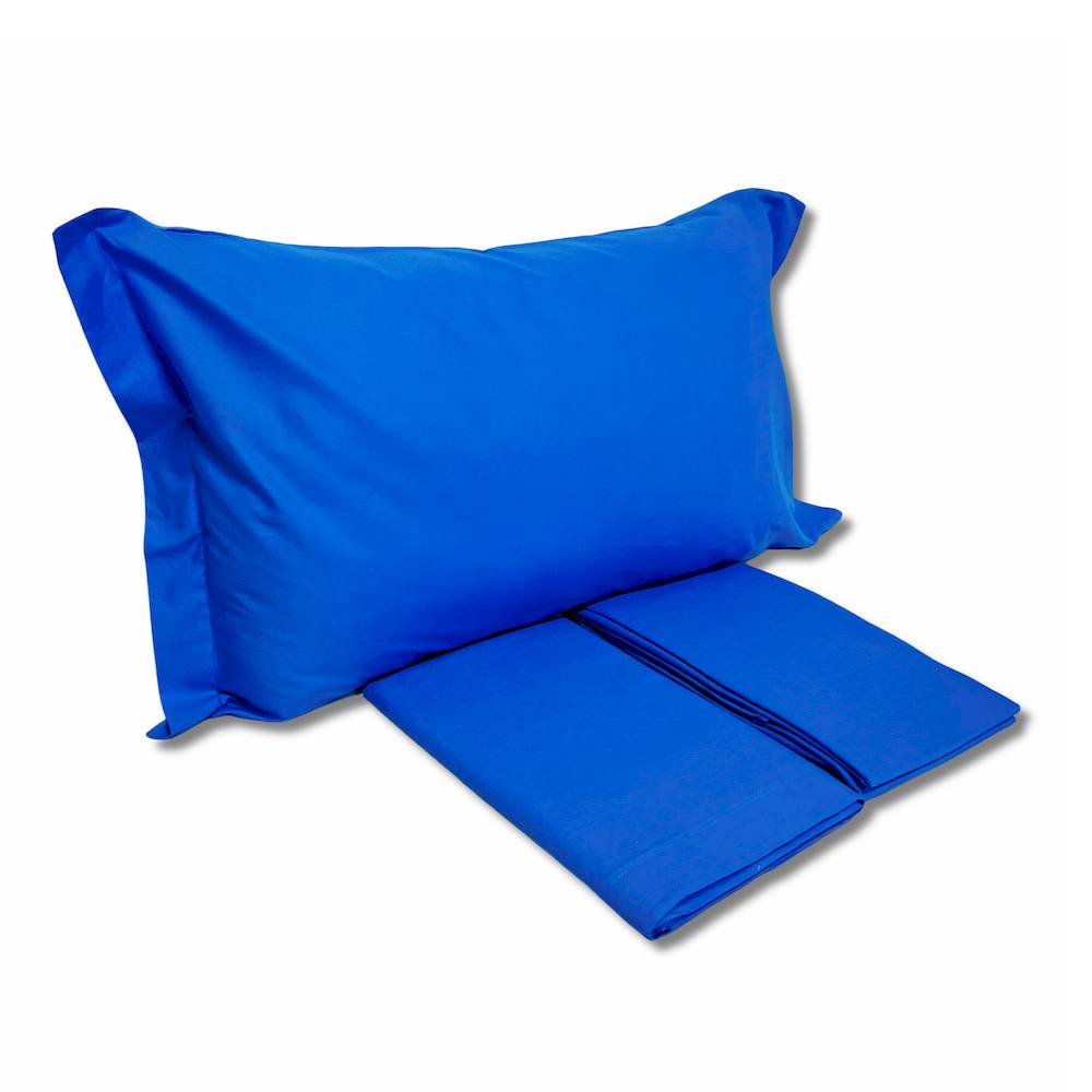 Completo Lenzuola Blu avio Federe con volant Matrimoniale