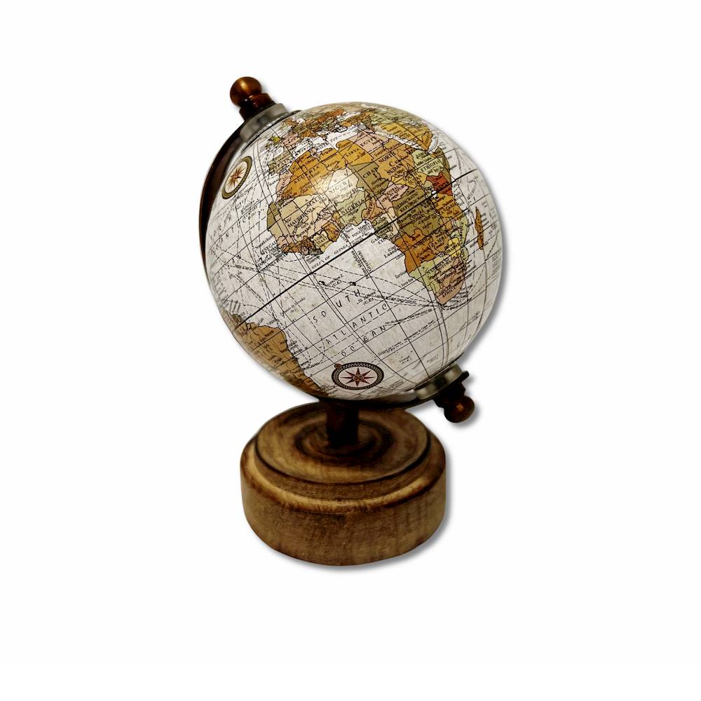 Mappamondo Bianco H 13 cm