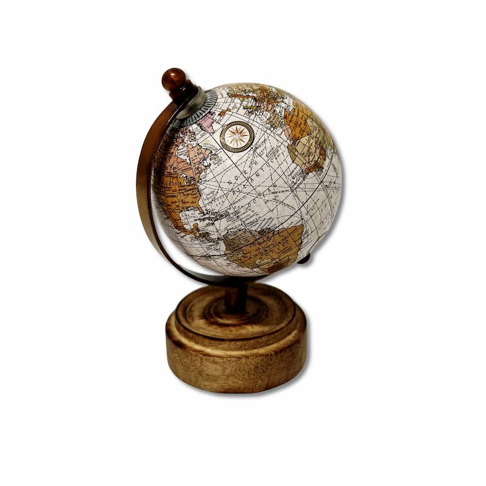 Mappamondo Bianco H 13 cm