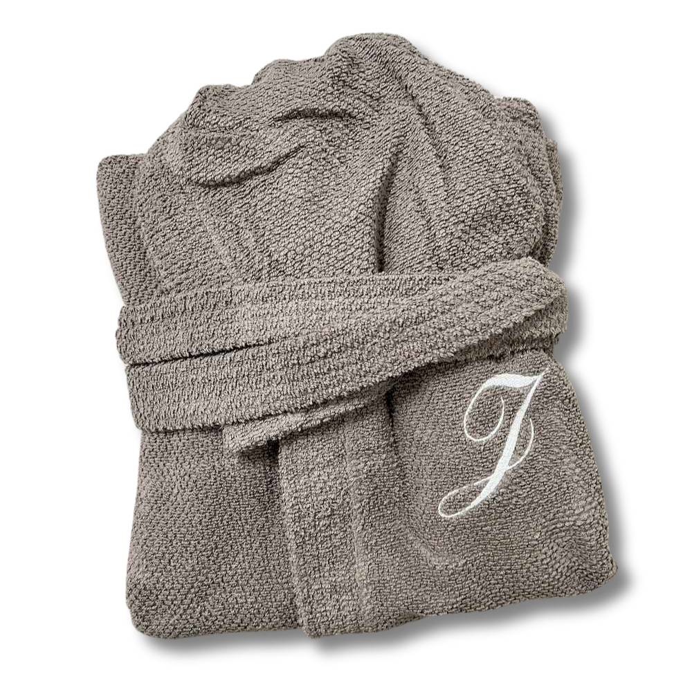 Accappatoio con cappuccio chicco di riso grigio fumo Personalizzato