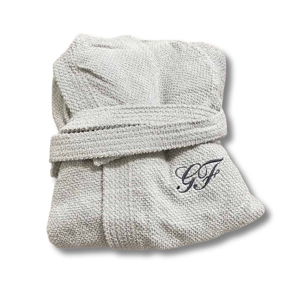 Accappatoio con cappuccio chicco di riso grigio Personalizzato