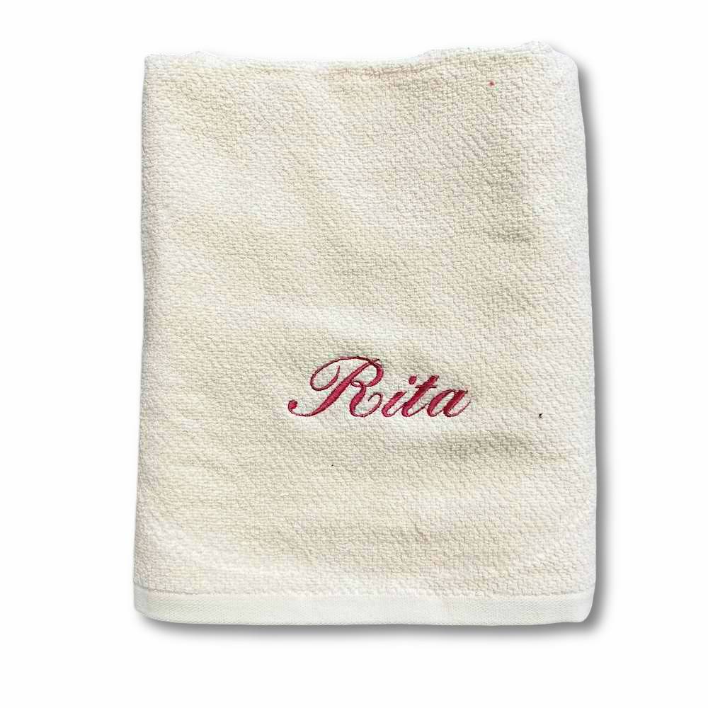 Telo bagno chicco di riso panna Personalizzato