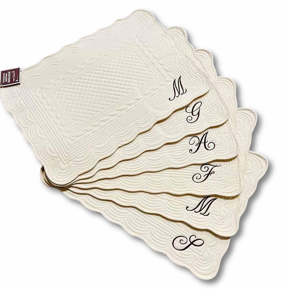 Tovaglietta americana trapuntata panna personalizzata