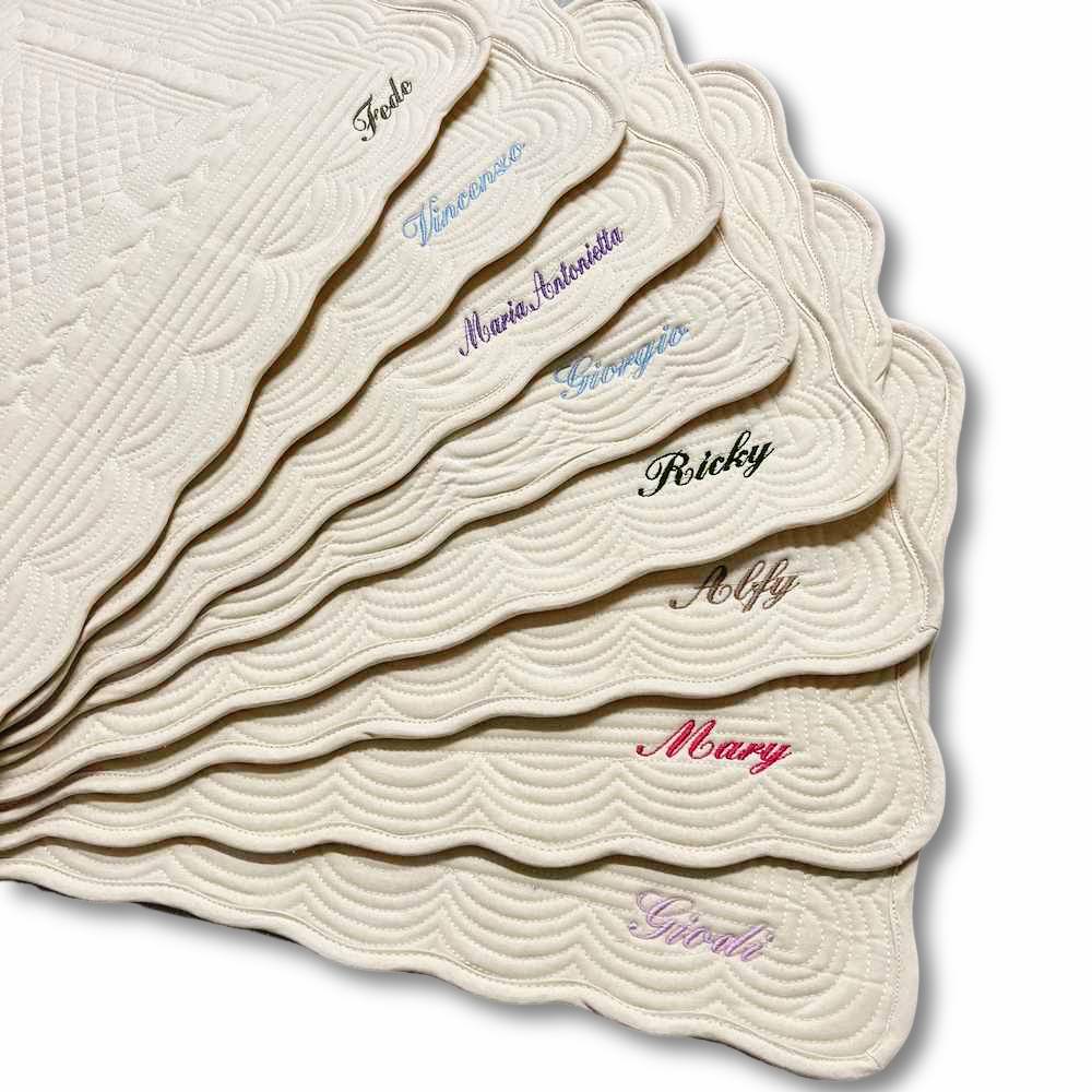 Tovaglietta americana trapuntata panna personalizzata