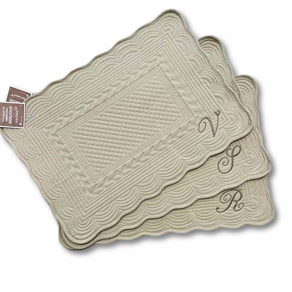 Tovaglietta americana trapuntata tortora Personalizzata