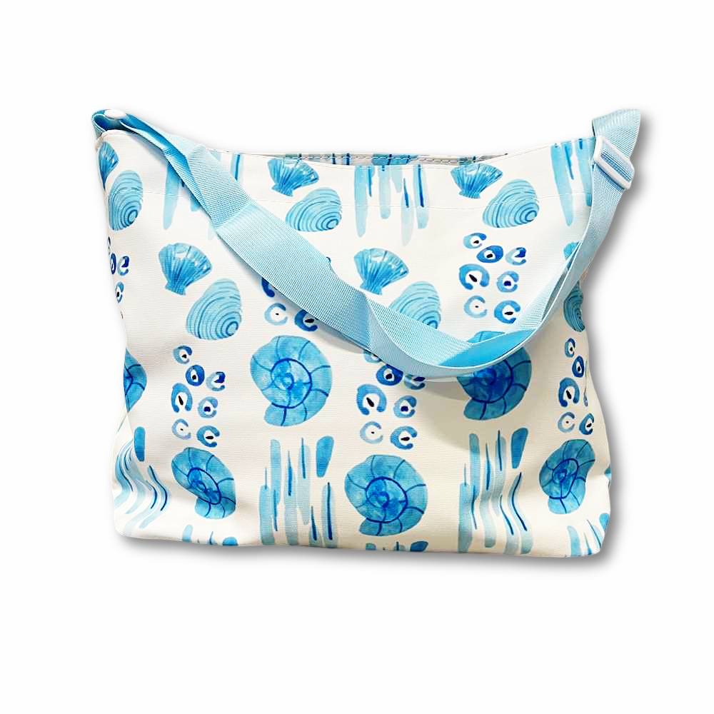 Borsa Mare idrorepellente Conchiglie azzurre