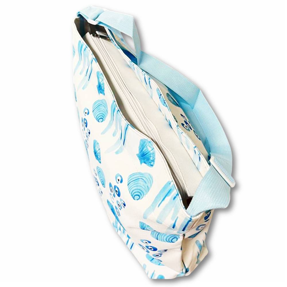 Borsa Mare idrorepellente Conchiglie azzurre