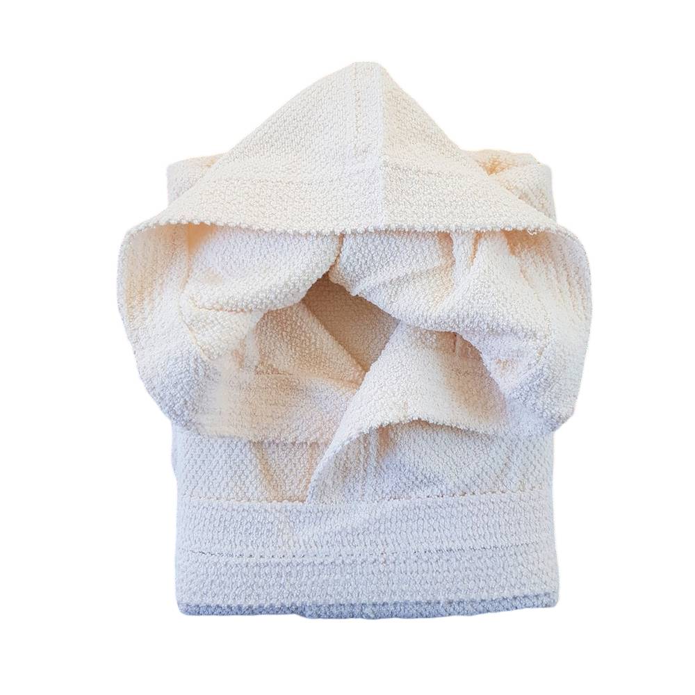 Accappatoio con cappuccio chicco di riso panna