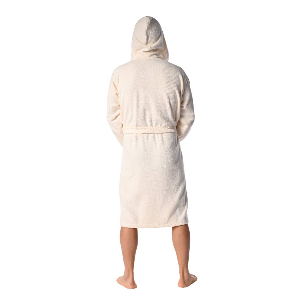 Accappatoio con cappuccio chicco di riso panna