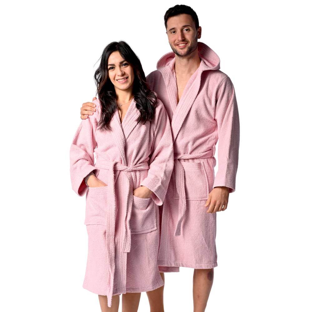 Accappatoio con cappuccio chicco di riso rosa