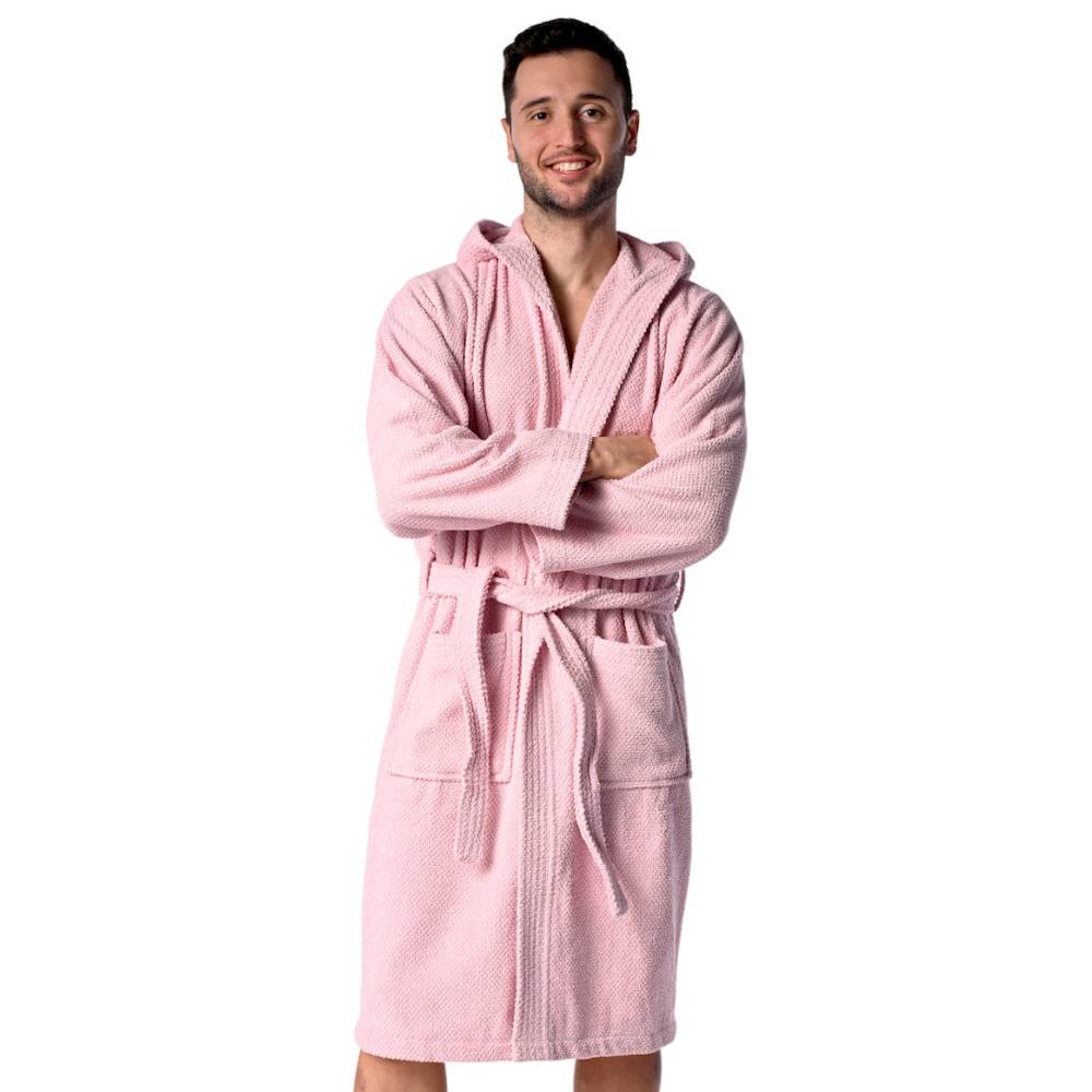 Accappatoio con cappuccio chicco di riso rosa