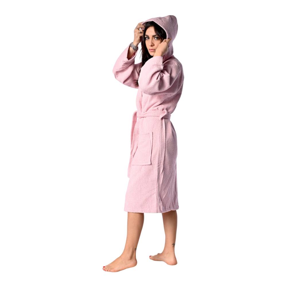 Accappatoio con cappuccio chicco di riso rosa