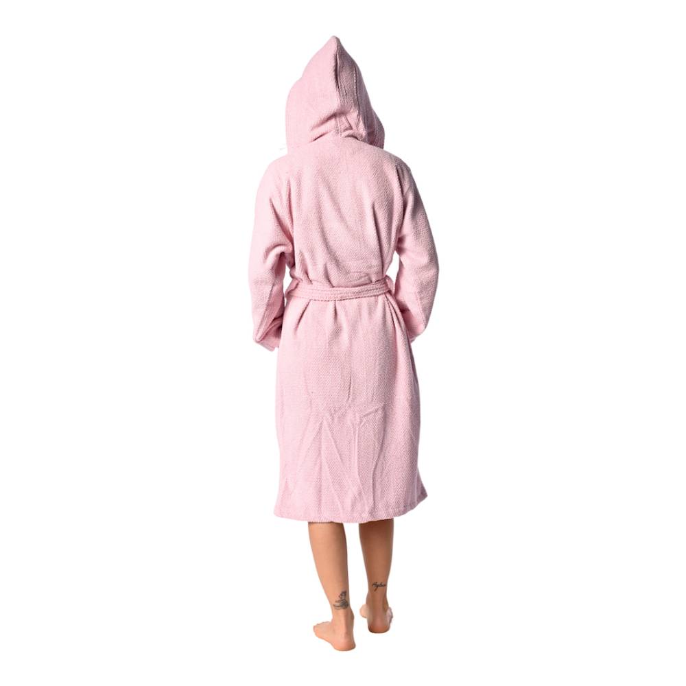 Accappatoio con cappuccio chicco di riso rosa