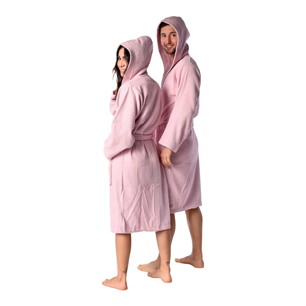 Accappatoio con cappuccio chicco di riso rosa