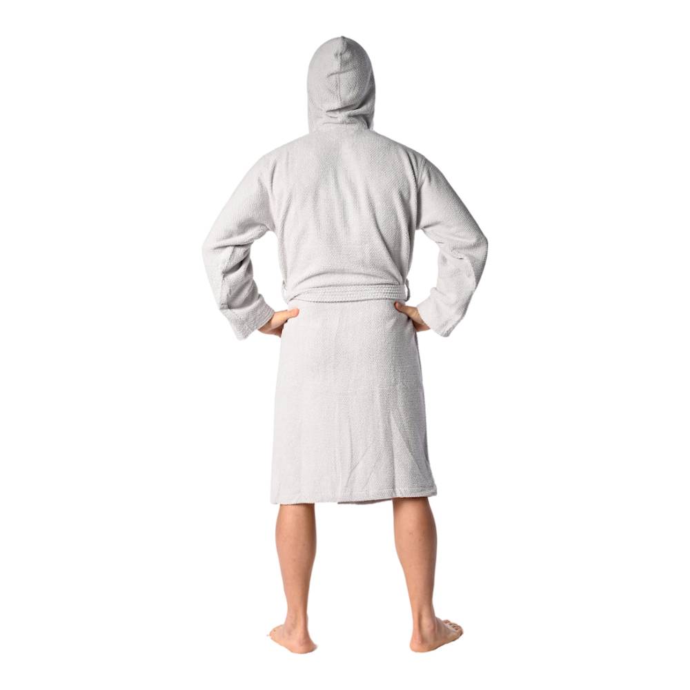 Accappatoio con cappuccio chicco di riso grigio