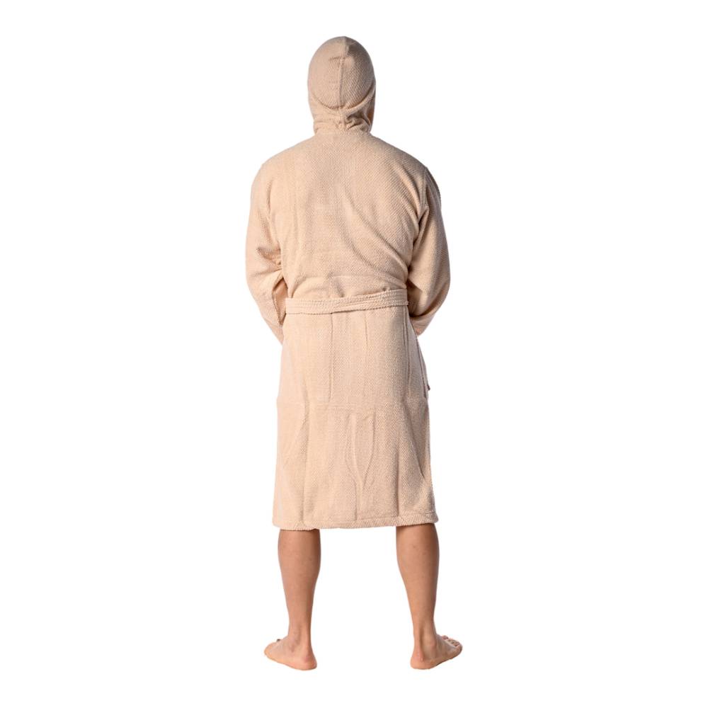 Accappatoio con cappuccio chicco di riso nocciola