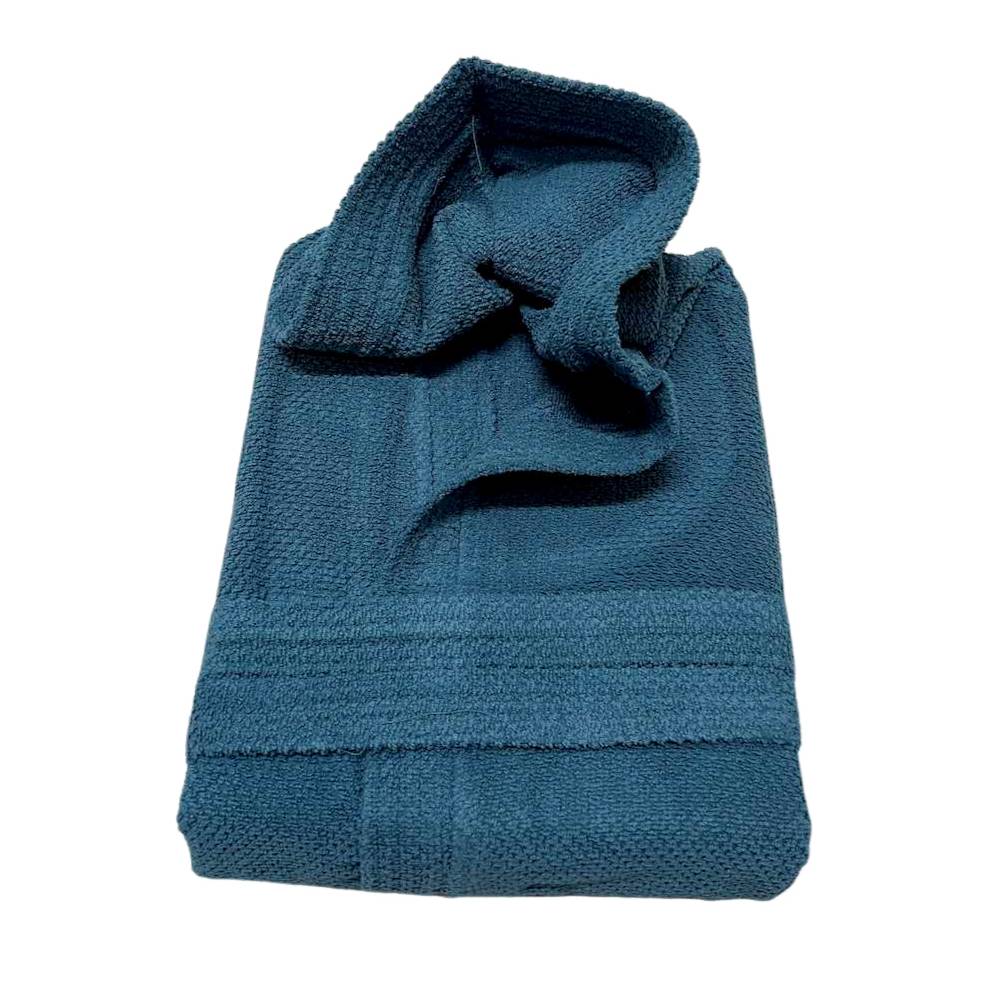 Accappatoio con cappuccio chicco di riso petrolio personalizzato