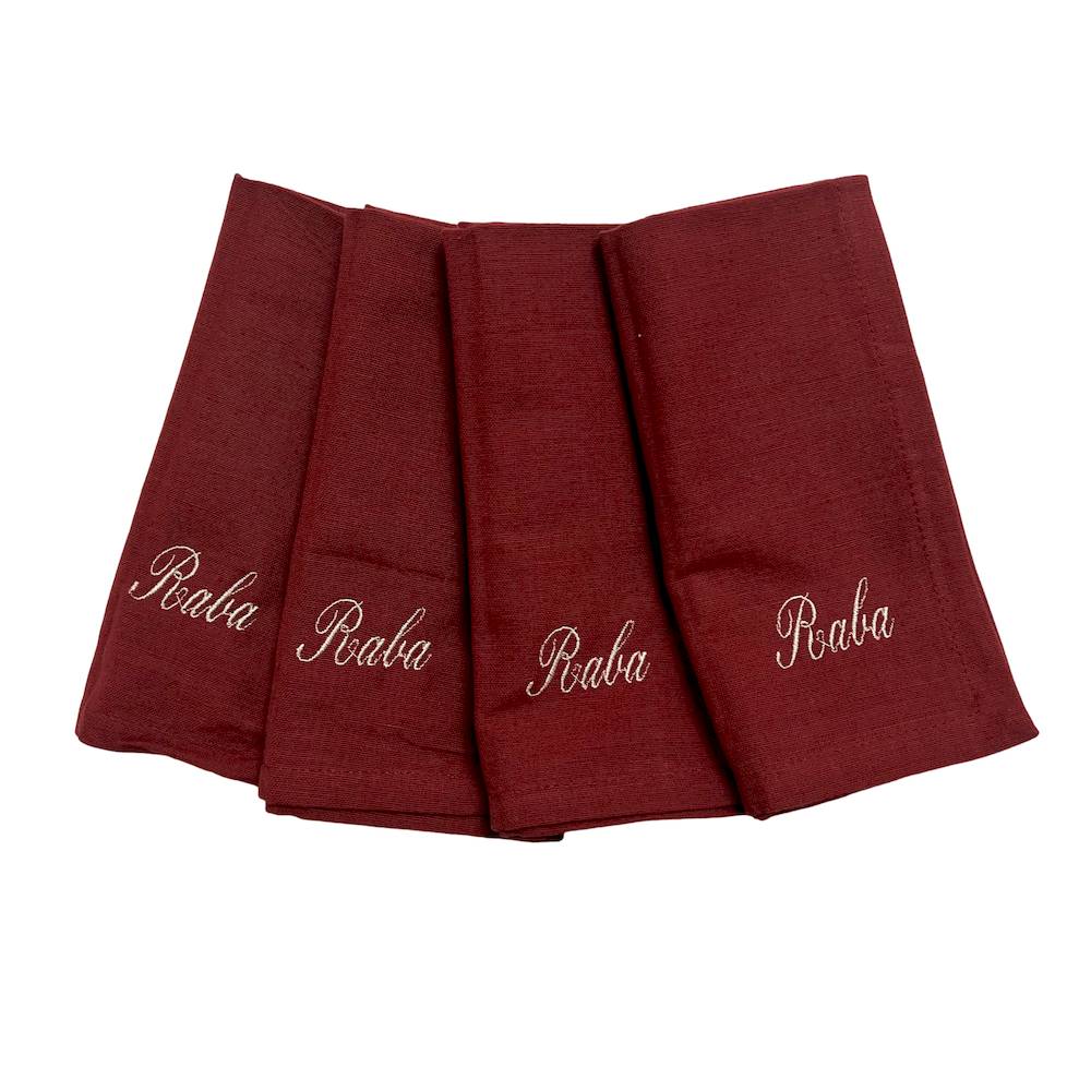 Set 4 tovaglioli bordeaux Personalizzati