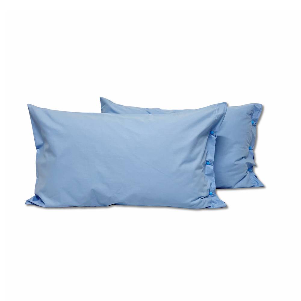 Coppia Federe con bottoni Azzurro