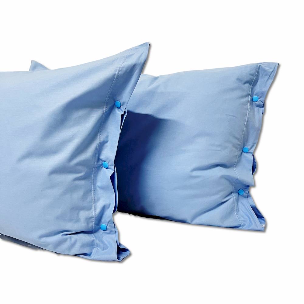 Coppia Federe con bottoni Azzurro