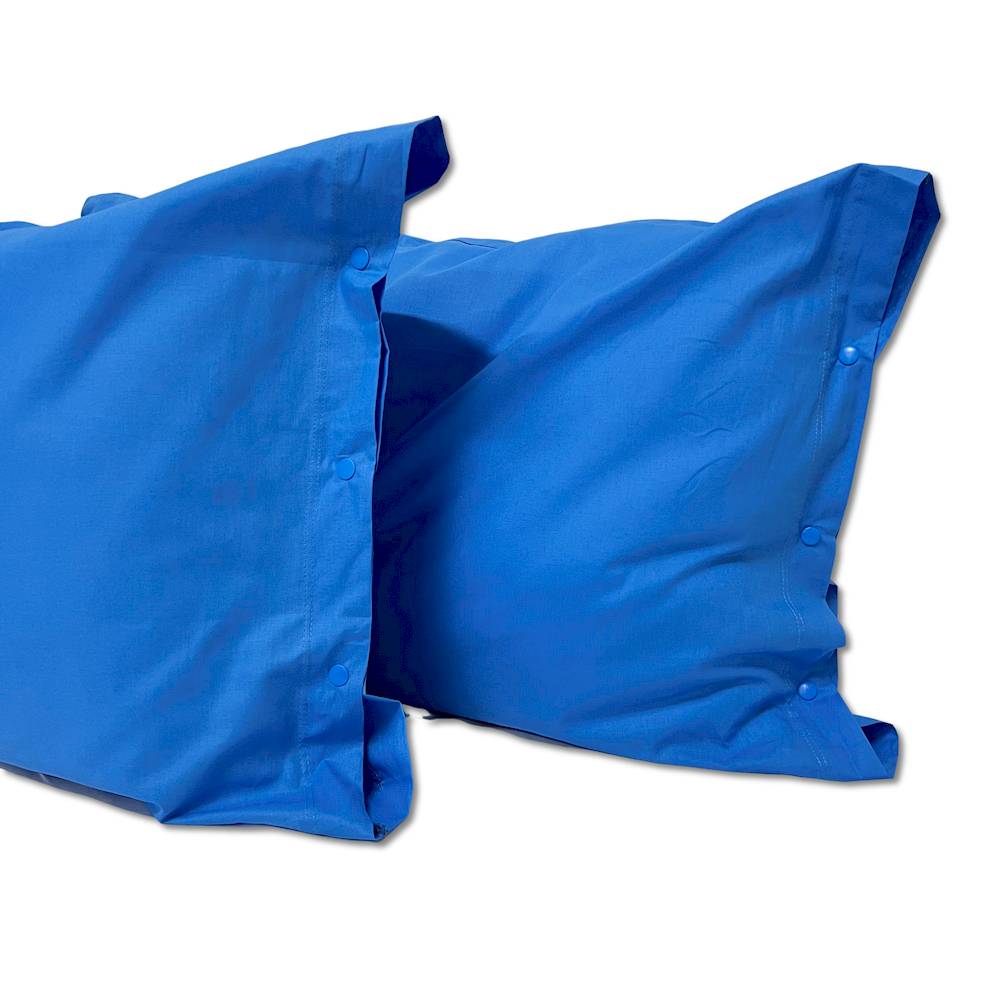 Coppia Federe con bottoni blu avio