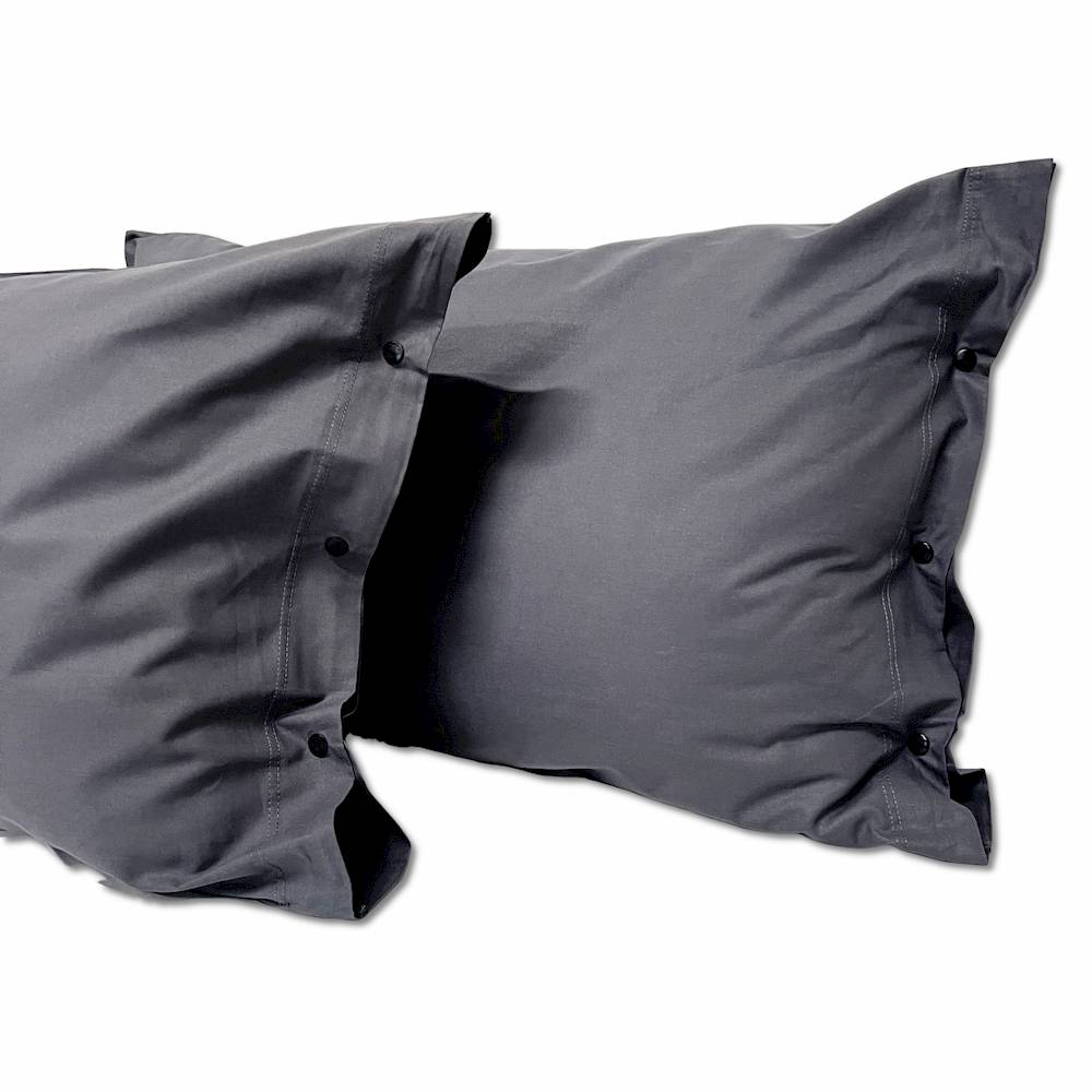 Coppia Federe con bottoni grigio piombo