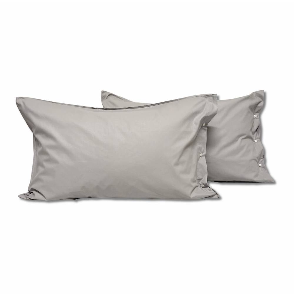 Coppia Federe con bottoni grigio chiaro