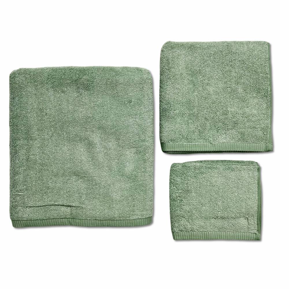 Set 3 asciugamani 530 gr Aurora melange verde