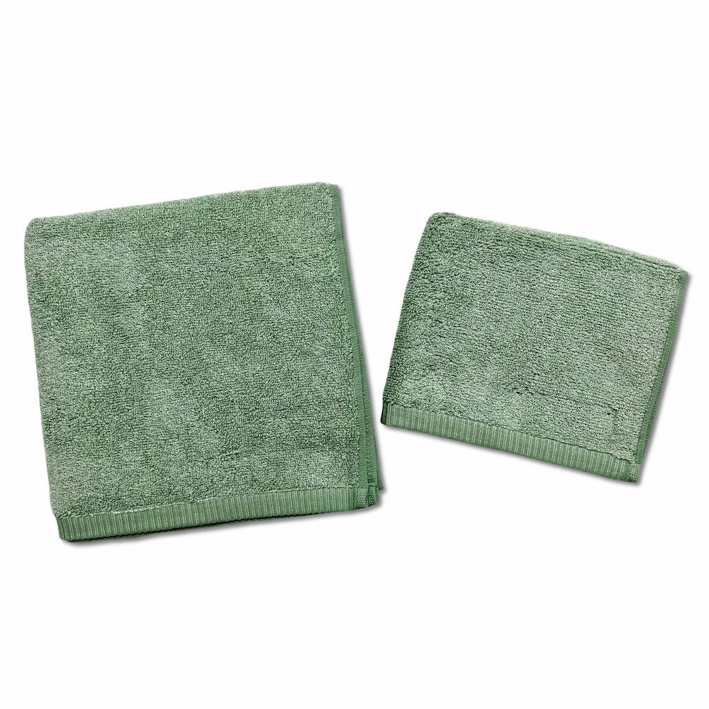 Coppia asciugamani 530 gr Aurora melange verde