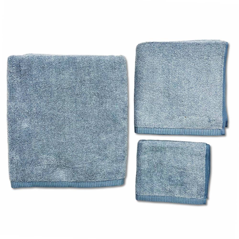 Set 3 asciugamani 530 gr Aurora melange Azzurro