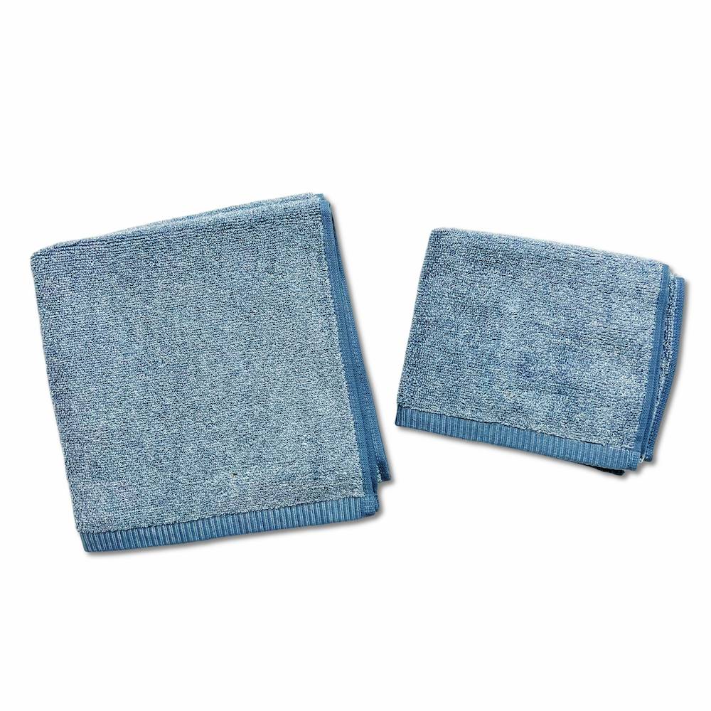 Coppia asciugamani 530 gr Aurora melange Azzurro